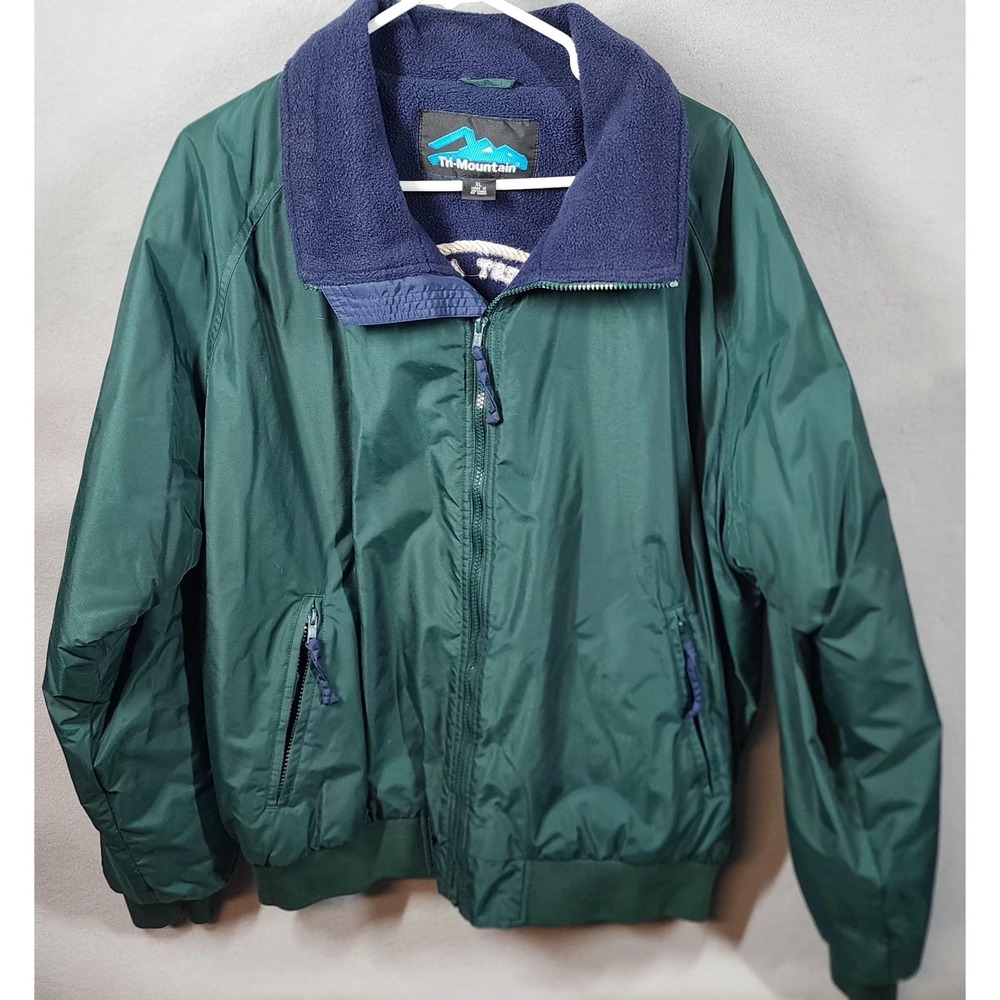 Vintage Tri-Mountain Rodeo Jacket Mens XL Green Fleece Lined Embroidered